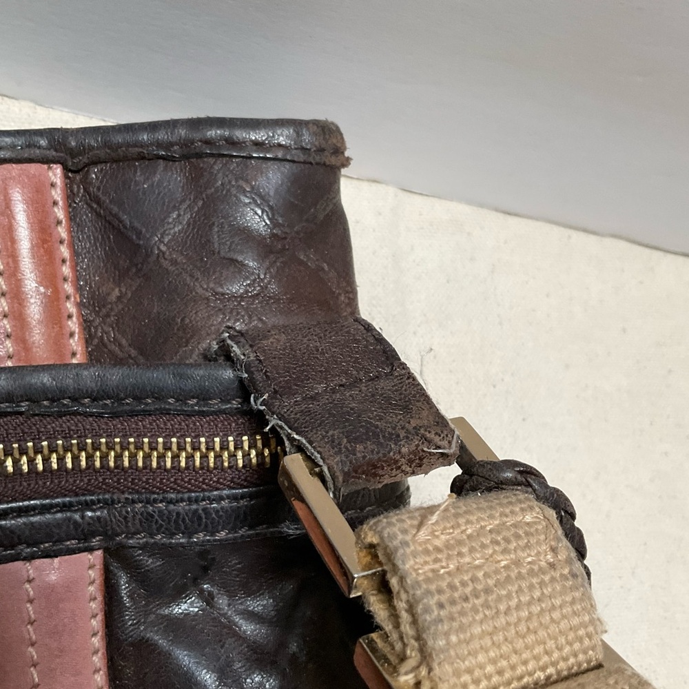 REHAB project L A M B LEATHER CROSSBODY BAG Brown and Pink Leather NEEDS repair - Picture 9 of 15